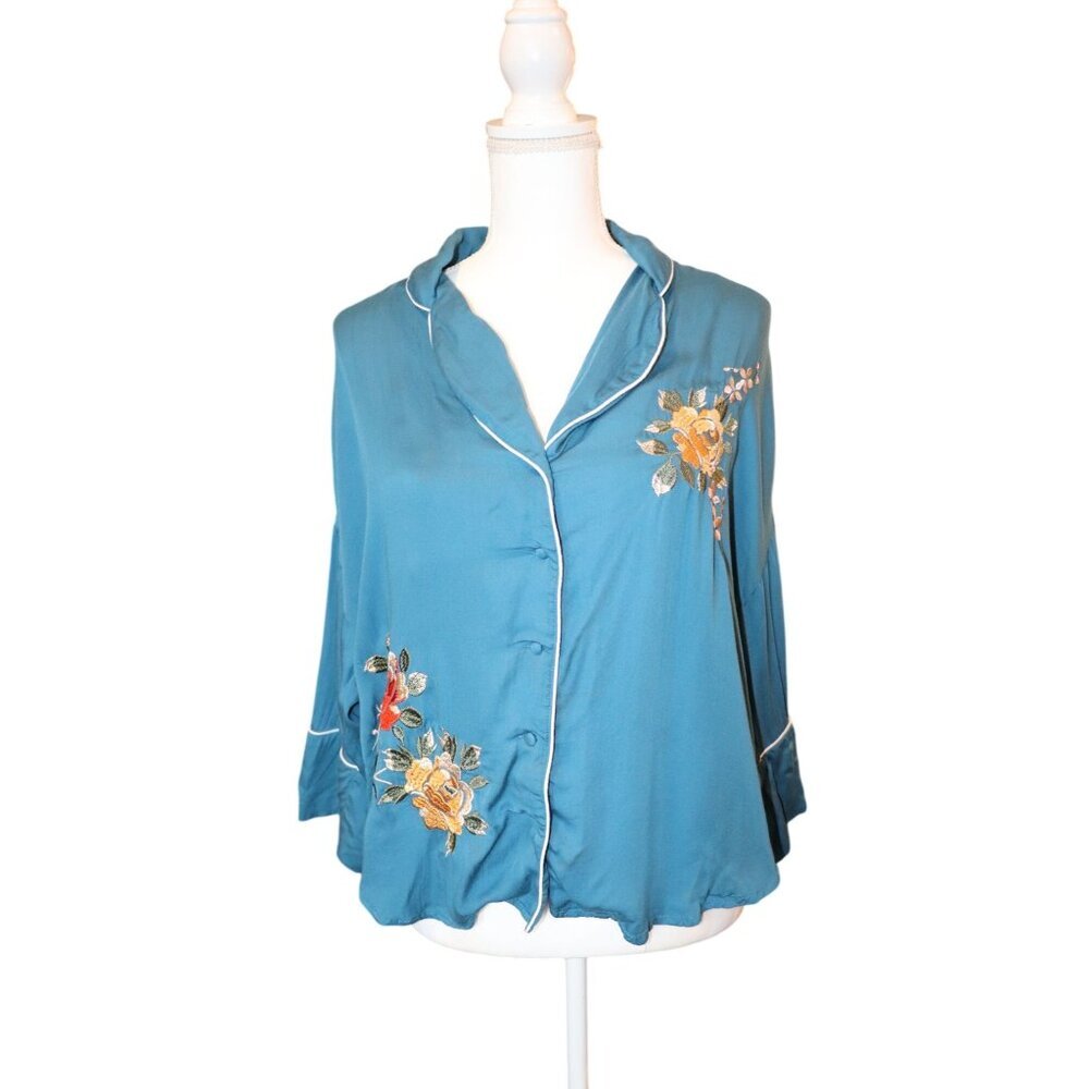 Floreat Floral Embroidered Sleep Top, XS (oversized)